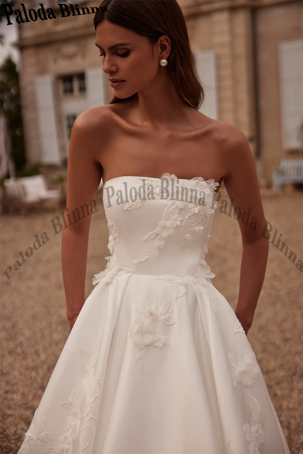Paloda Vintage Sleeveless Wedding Dresses Bridal Gown with Flowers Boat Neck Engagement Party Robe De Mariee Plus Customised - Image 2