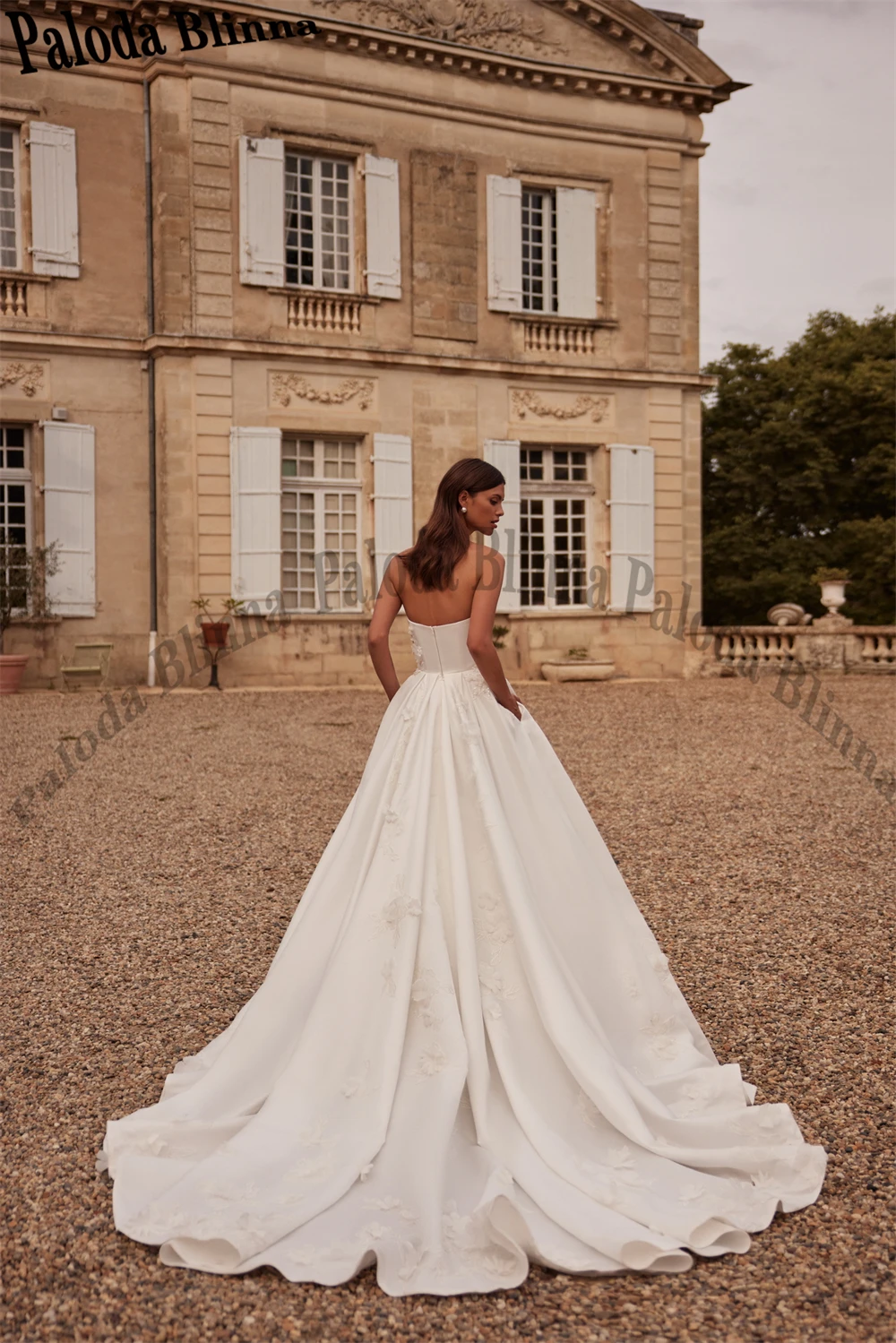 Paloda Vintage Sleeveless Wedding Dresses Bridal Gown with Flowers Boat Neck Engagement Party Robe De Mariee Plus Customised - Image 3